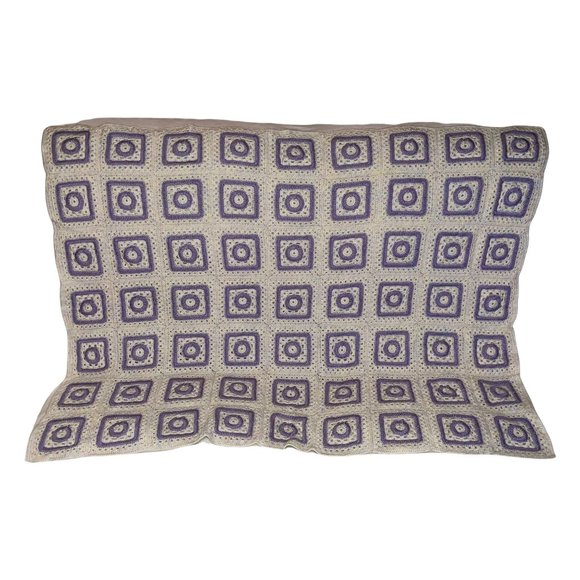 Handmade Hand Crafted Granny Square Thick Reversible Lap Throw Blanket 47 X 36 - Picture 1 of 7